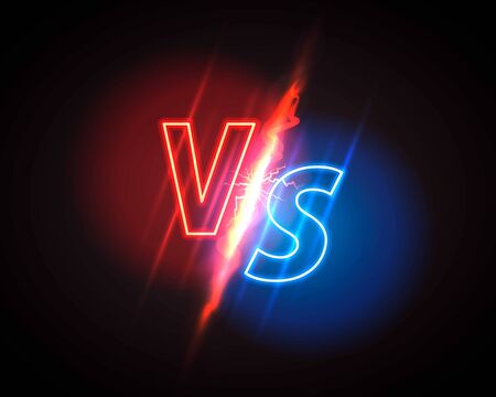Versus game cover, neon banner sport vs, team concept. Vector illustration backgroundのイラスト素材