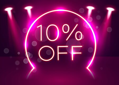 Sale glowing neon sign. Light vector background for your advertise, discounts and business. Vector illustrationのイラスト素材