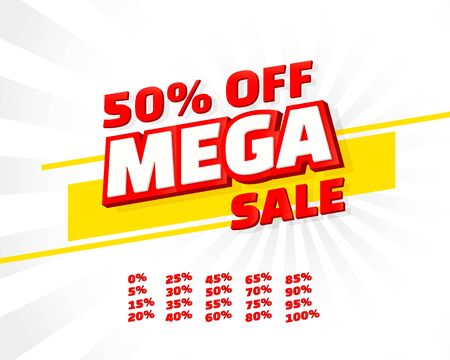 Mega sale off banner set collection, color red. Vector illustrationのイラスト素材