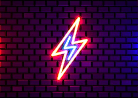 Realistic isolated neon sign of energy for decoration and covering on the wall background. Concept of lightning, thunder and electricity. Vector illustrationのイラスト素材