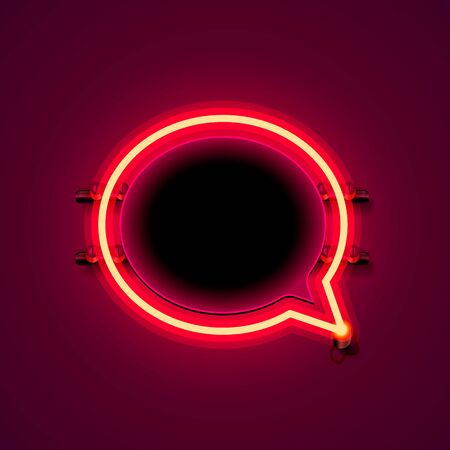 Neon frame sign in the shape of a chat. template design element. Vector illustrationのイラスト素材