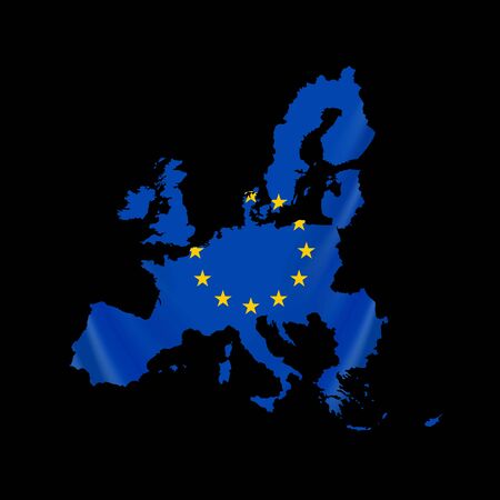 Map of European union and EU flag illustration. Vector Illustrationのイラスト素材