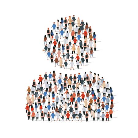 Big group of people standing in a user sign. All for one concept. Vector team illustrationのイラスト素材