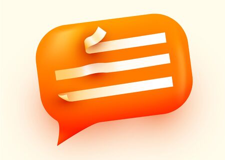 Orange glossy speech bubble illustration. Social network communication concept. Vector illustrationのイラスト素材