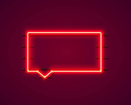Neon symbol chat color red city signboard. Vector illustrationのイラスト素材