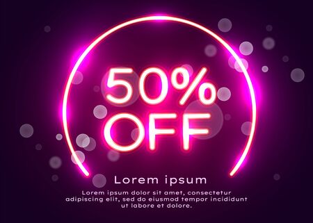 Sale glowing neon sign. Light vector background for your advertise, discounts and business. Vector illustrationのイラスト素材