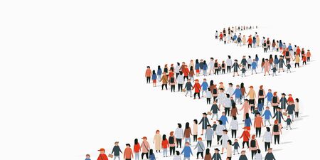 Crowd of buisness people standing in a line. People crowd. Vector illustrationのイラスト素材