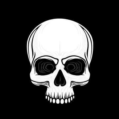 Human skull isolated on black, color symbol. Vector illustrationのイラスト素材