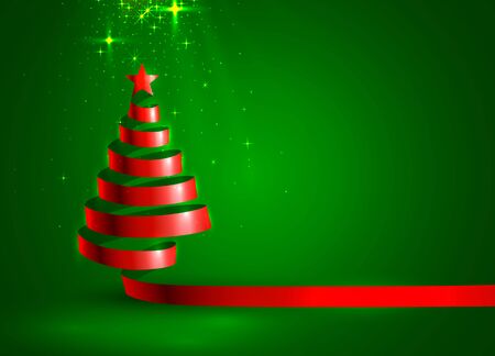 Christmas tree tape red design banner, art decoration. Vector illustrationのイラスト素材
