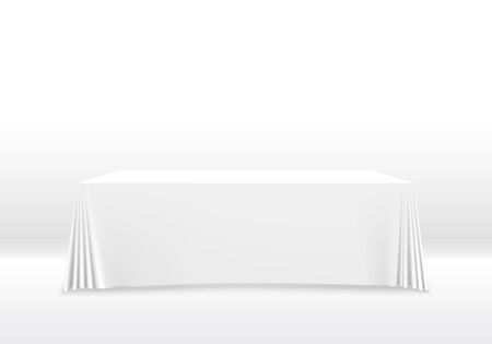 Table with tablecloth art banner, white background. Vector illustrationのイラスト素材