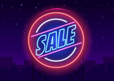 Retro sale neon sign. Las Vegas concept. Vector illustration.のイラスト素材