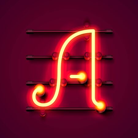 Neon font letter a, art design signboard.のイラスト素材