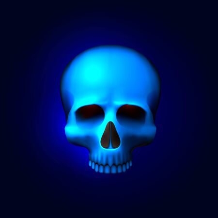Human skull isolated on black, color blue object.のイラスト素材