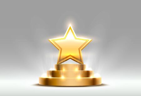 Star best podium award sign, golden object.のイラスト素材