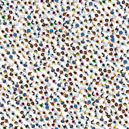 A crowd of people on a white background, seamless textute business cover.のイラスト素材
