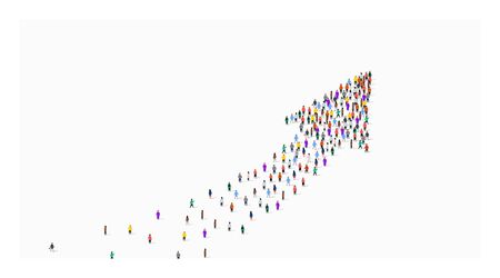 Large group of people in an arrow.のイラスト素材