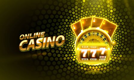 Casino 3d cover, slot machines and roulette with cards, Scene background art.のイラスト素材