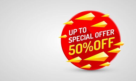 Special offer sale off banner set collection, color red.のイラスト素材