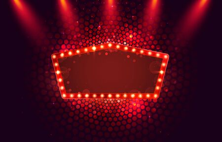 Red frame retro billboard, blank showtime text.のイラスト素材
