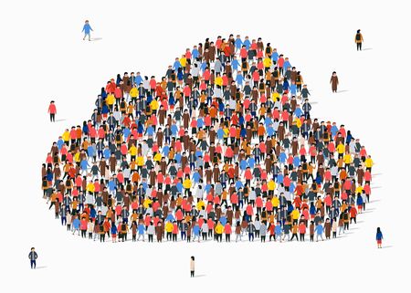 Large group of people in the form of cloud.のイラスト素材