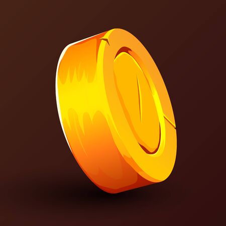 3d realistic gold coin isolated on dark background. Vector illustrationのイラスト素材
