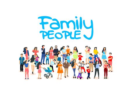 A group of people walk and relax with their family, happy people family background.のイラスト素材