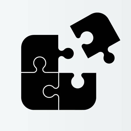 Four piece flat puzzle. Section compare service banner.のイラスト素材