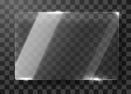 Realistic horizontal transparent glass frame with shadow. Modern background.のイラスト素材