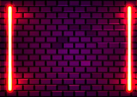 Neon lamp frame on brick wall background. Las Vegas concept.のイラスト素材