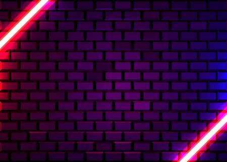 Neon lamp frame on brick wall background. Las Vegas concept.のイラスト素材