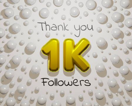 Thank you 1k followers celebrate, Social Network friendsの写真素材