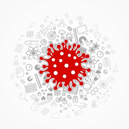 Virus organism danger, biology macro, white background.のイラスト素材