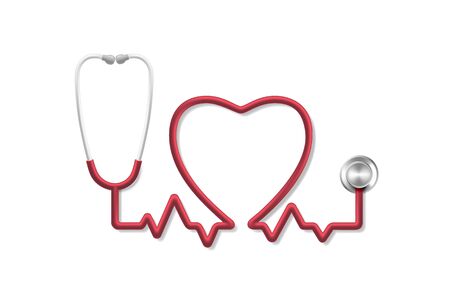 Stethoscope heart pulse, tool medical diagnosis, sign health.のイラスト素材