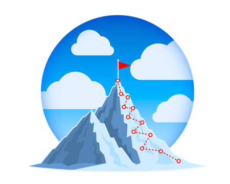 Hiking trip to the top of the mountain.のイラスト素材