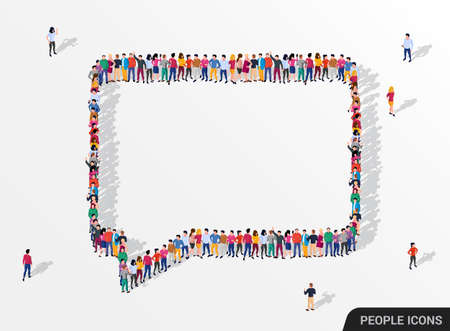 Large group of people in the chat bubble shape.のイラスト素材