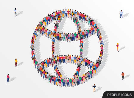 Large group of people in the form globe sign. Internet symbol.のイラスト素材