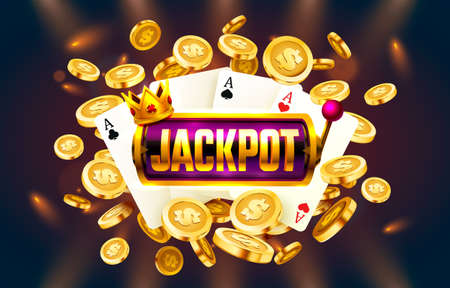 Jackpot casino coin, cash machine play now. Vector