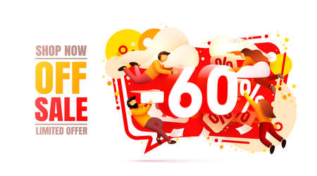Shop now off sale, 60 interest discount, limited offer. Vectorのイラスト素材