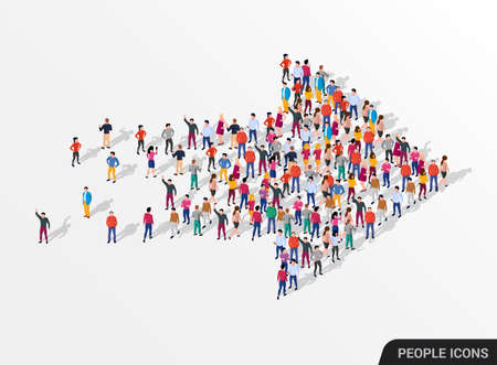 Large group of people in the shape of an arrow, business, and technology.のイラスト素材