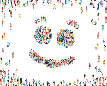 People emoji sign, happy group of people, life forum. Vectorのイラスト素材