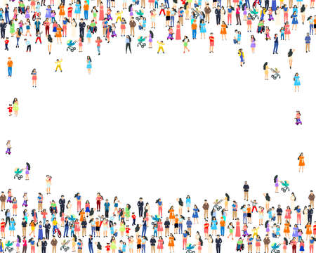 A group of people walk and relax with their family, happy people frame.のイラスト素材