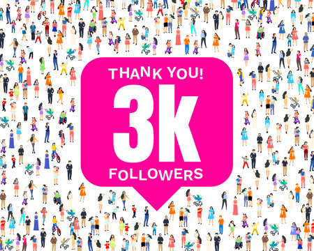 Thank you followers peoples, 3k online social group, happy banner celebrate, Vector