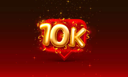Thank you followers peoples, 10k online social group, happy banner celebrate, Vectorのイラスト素材
