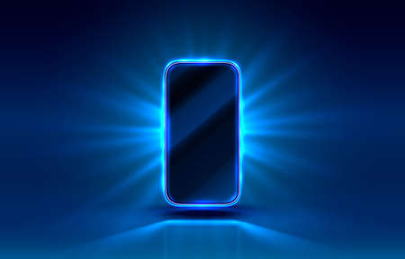 Smartphone mobile screen, technology mobile display light. Vectorのイラスト素材