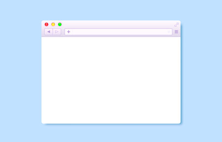 Frame landing page, Design internet video browser template. Windows frame search, webpage. Vector