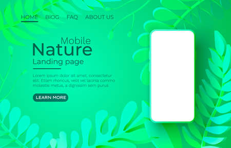 Smartphone nature mobile screen, eco technology mobile life. Vectorのイラスト素材