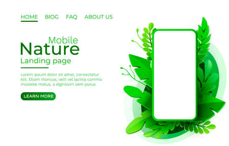 Smartphone nature mobile screen, eco technology mobile life. Vectorのイラスト素材