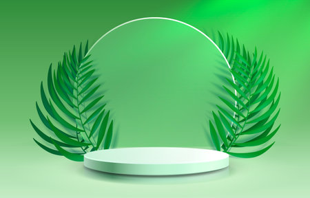 Nature stage podium with lighting, Stage Podium Scene with for Award Ceremony on color Background. Vectorのイラスト素材