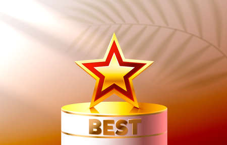 Star best podium award sign, golden object. Vectorのイラスト素材