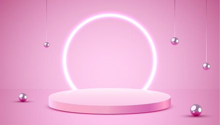 Abstract scene background. Cylinder podium on background. Product presentation, mock up, show cosmetic product, Podium, stage pedestal or platform.のイラスト素材